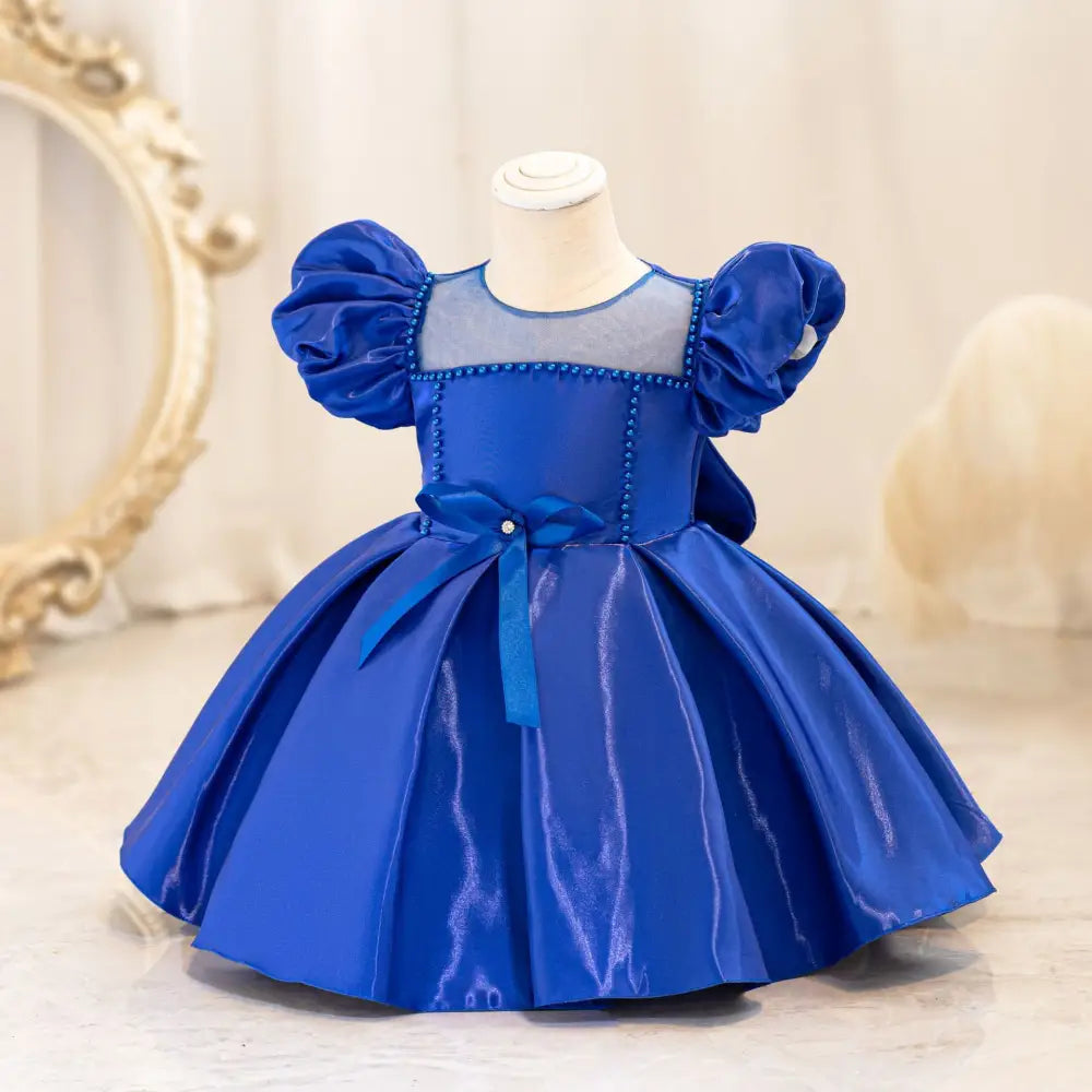 TwinkleTales Bow Puff Sleeve Princess Dress - AX174 Blue / 70