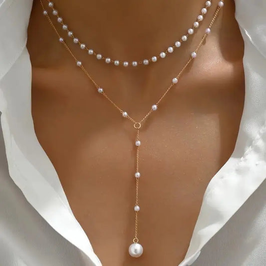 TwinLuxe Pearl Layer Necklace for Elegant Sophistication