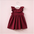 Twirl & Sparkle: Princess Bow Pleated Dress - Wine Red / 90cm