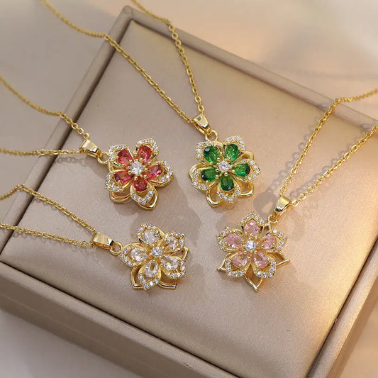 TwirlBauhinia Zircon Necklace