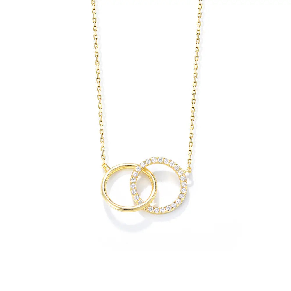 TwirlDuo: S925 Sterling Silver Double Circle Necklace