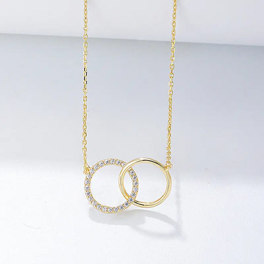 TwirlDuo: S925 Sterling Silver Double Circle Necklace