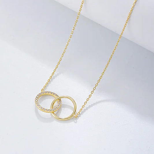 TwirlDuo: S925 Sterling Silver Double Circle Necklace