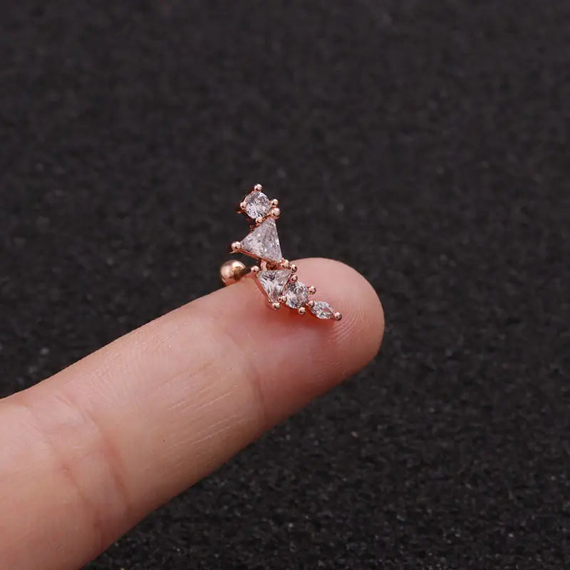 TwistLeaf Stainless Steel Elegant Ear Studs - Rose Gold 5
