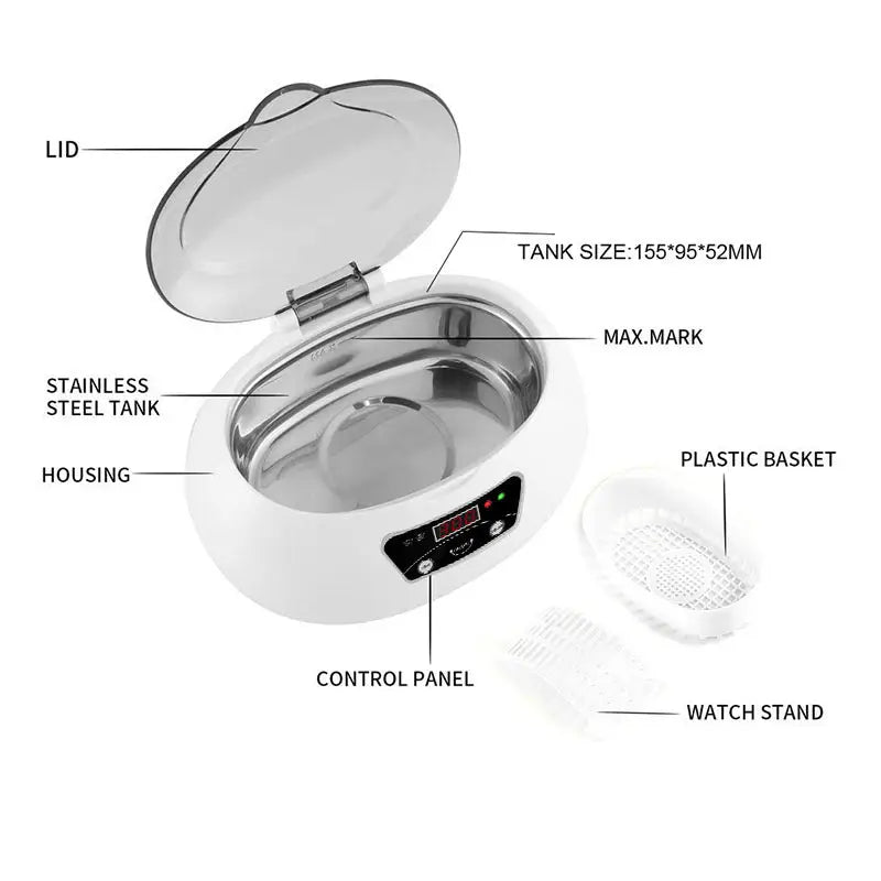 Ultrasonic Digital Household Cleaner 40KHz 20.6 x 15.2 x 13 cm