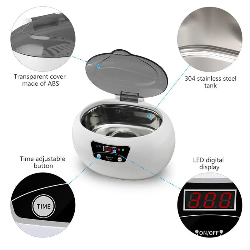 Ultrasonic Digital Household Cleaner 40KHz 20.6 x 15.2 x 13 cm