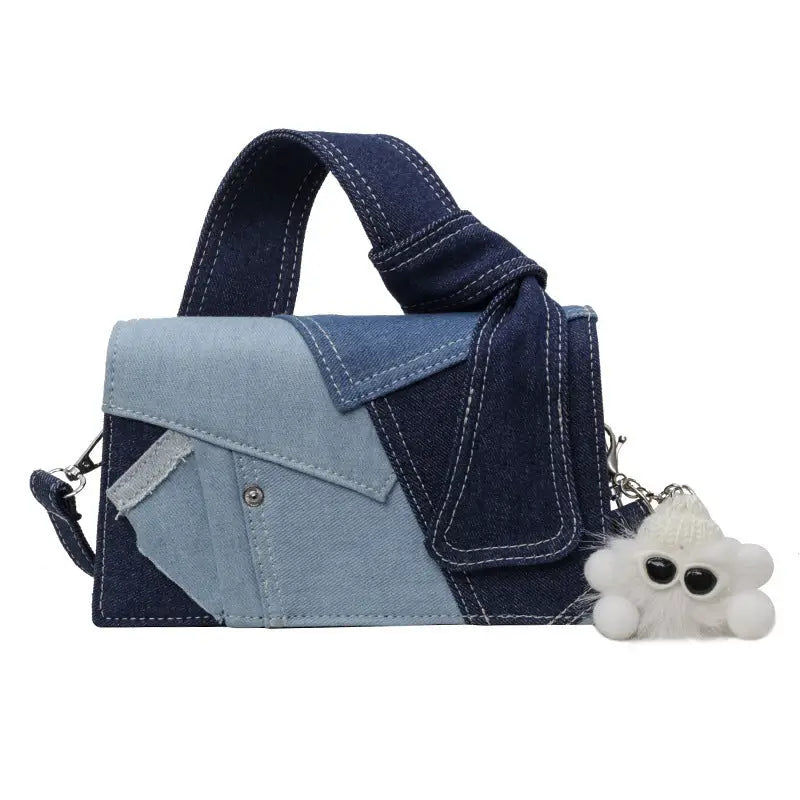 Urban Denim Blue Oxford Cloth Suitcase with Multiple Pockets