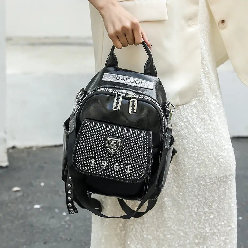 Urban Simplicity Diamond Stitch Travel Leather Bag with Document Pocket