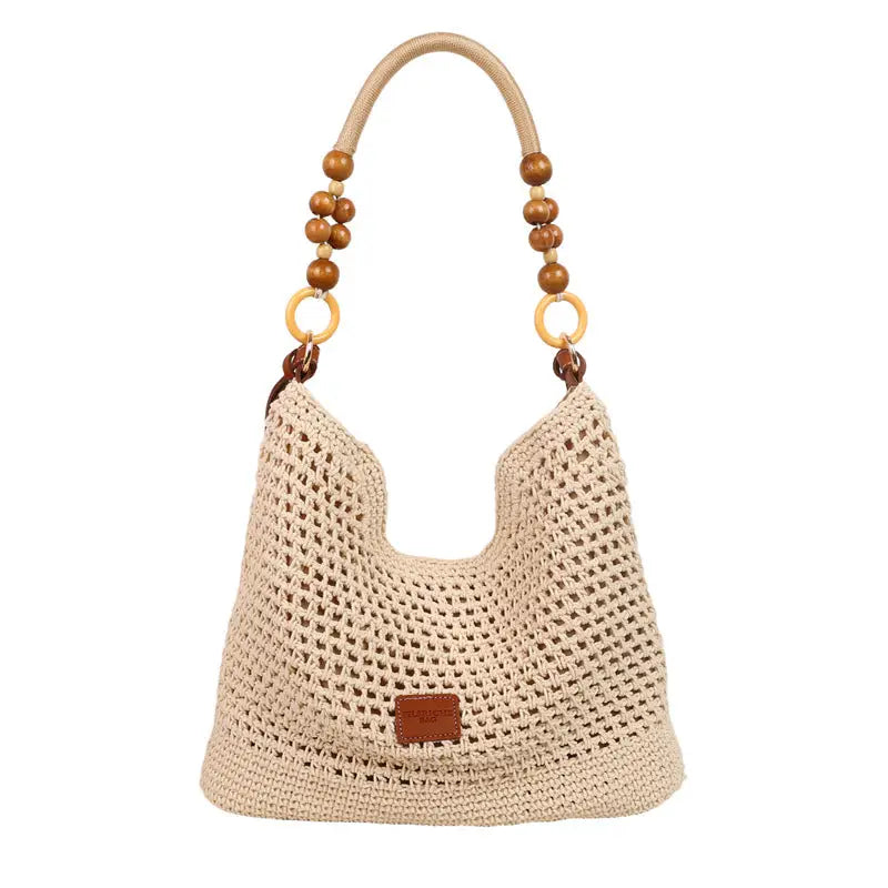 Urban Simplicity Medium Knitted Bucket Bag with Contrast Stitching