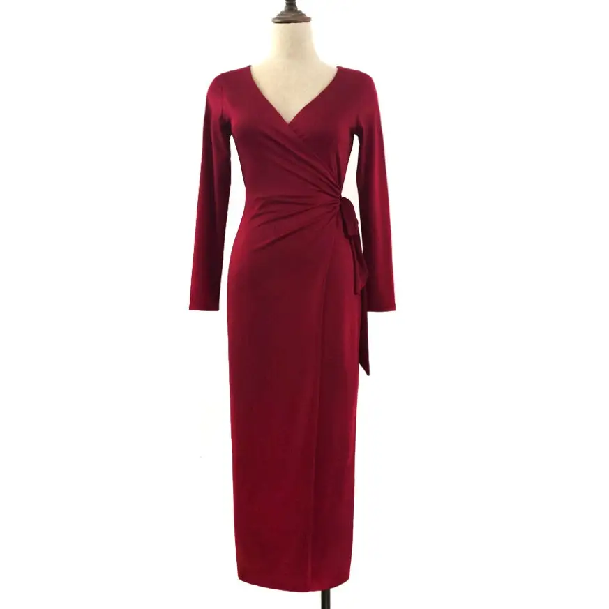 V-Tie Chic: Slimming V-Neck Dress