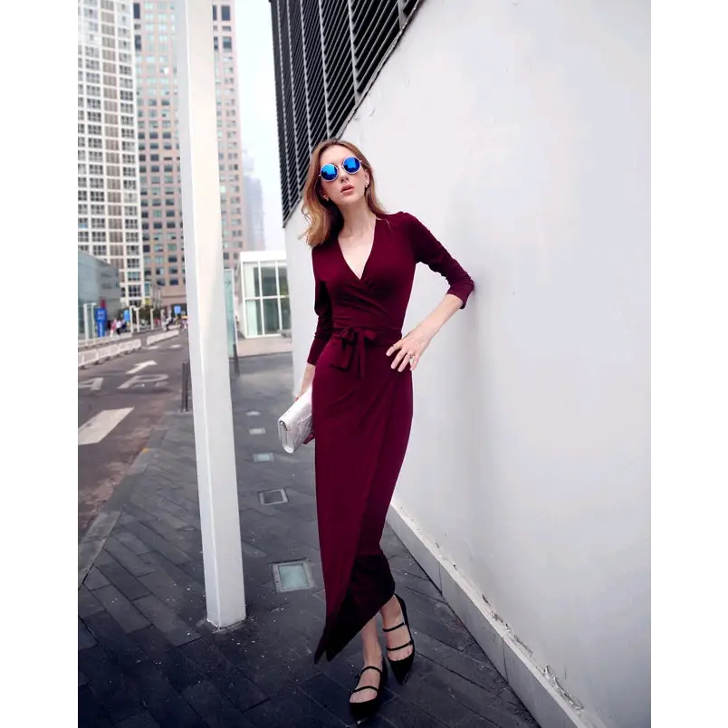 V-Tie Chic: Slimming V-Neck Dress