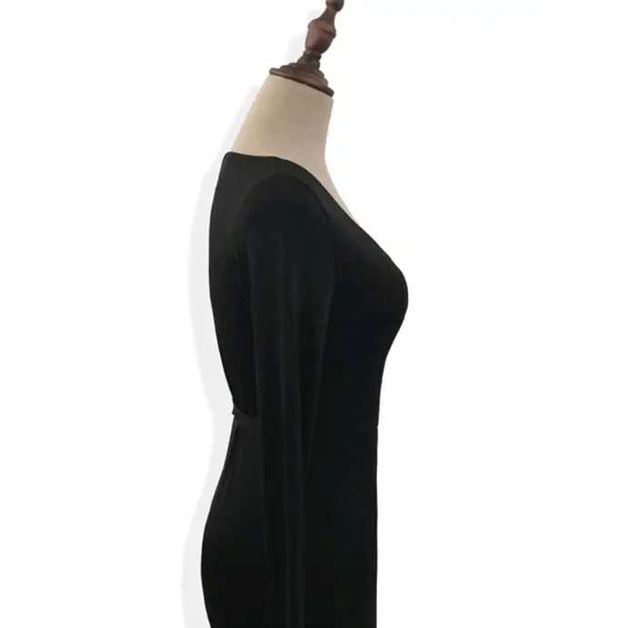 V-Tie Chic: Slimming V-Neck Dress