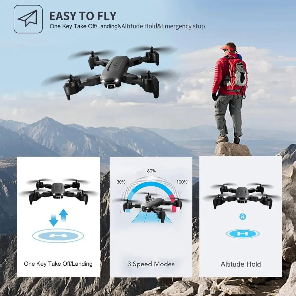 V12 Schwarz Foldable Drone with Camera and 2.4G Remote Control V12 5
