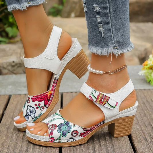 Velcro Chic: Women’s High Heel Casual Sandals