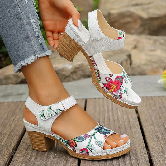 Velcro Chic: Women’s High Heel Casual Sandals