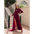 Veluxe: Women’s Velvet High Neck Evening Dress - Wine Red / S