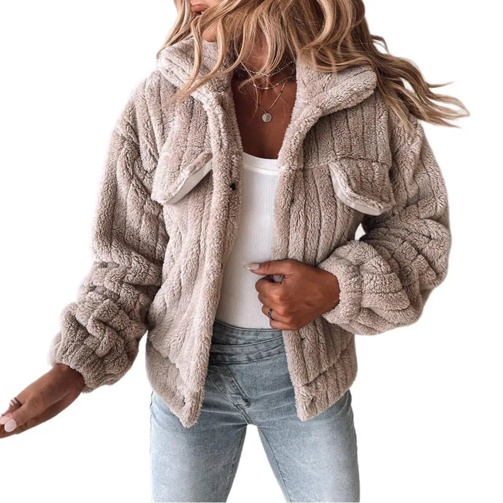 Velvet Stripe Lapel Cardigan for Women
