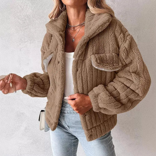 Velvet Stripe Lapel Cardigan for Women