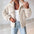 Velvet Stripe Lapel Cardigan for Women - Beige / S