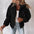 Velvet Stripe Lapel Cardigan for Women - Black / S