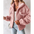 Velvet Stripe Lapel Cardigan for Women - Pink / S