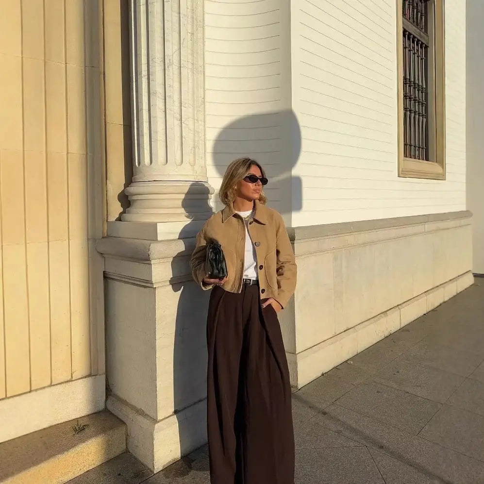 VelvetLap: Luxe Leather Short Jacket