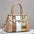 VertiBright Lizard Leather Max-Capacity Shoulder Bag - Khaki