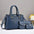 Vertical Square Soft PU Suitcase with Zipper and Sandwich Pocket - Blue