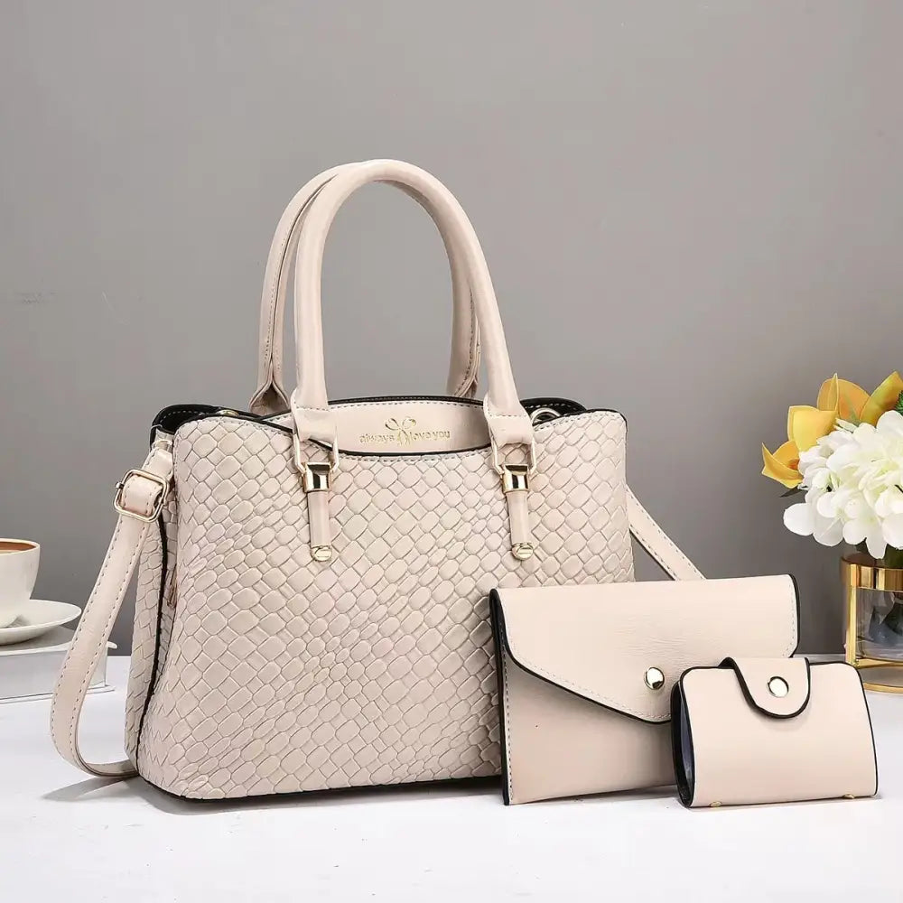 Vertical Square Soft PU Suitcase with Zipper and Sandwich Pocket - White