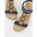 Vintage Gemwood Bead Wedge Sandals - Ethnic Chic - Sapphire Blue / 36