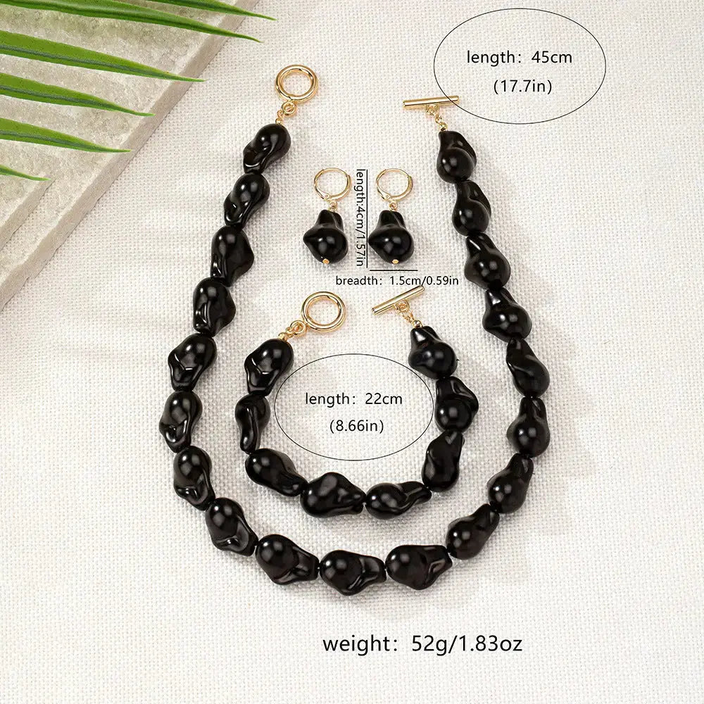 Vintage Pearl Jewelry Set - T083 Black