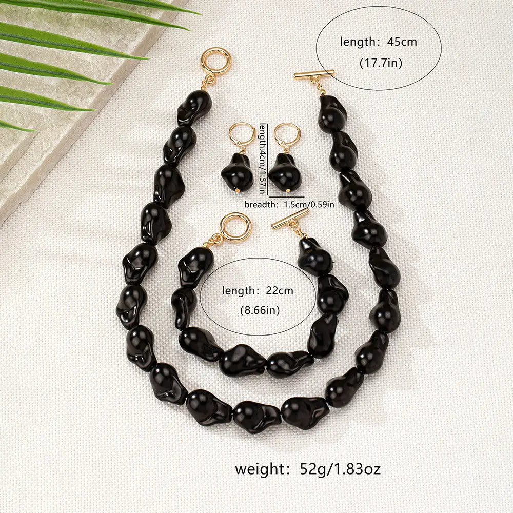Vintage Pearl Jewelry Set - T083 Black