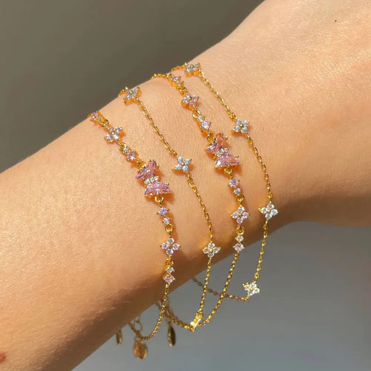 Vintage Zircon Wings: Retro Butterfly Bracelet