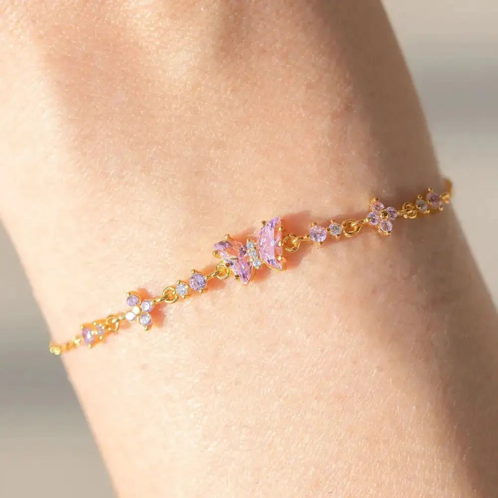 Vintage Zircon Wings: Retro Butterfly Bracelet
