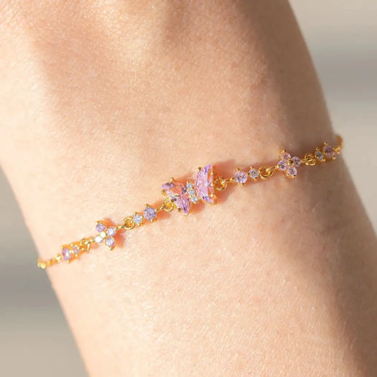 Vintage Zircon Wings: Retro Butterfly Bracelet