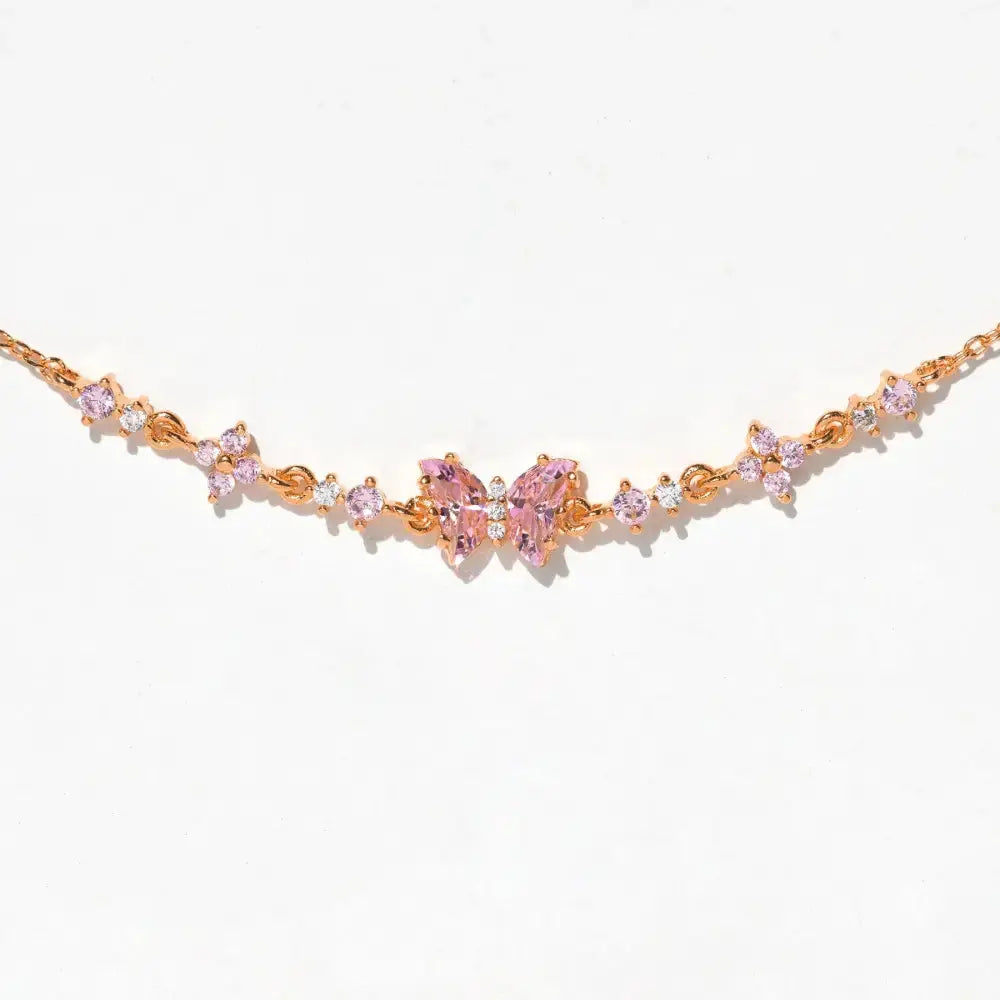 Vintage Zircon Wings: Retro Butterfly Bracelet - Rose Gold