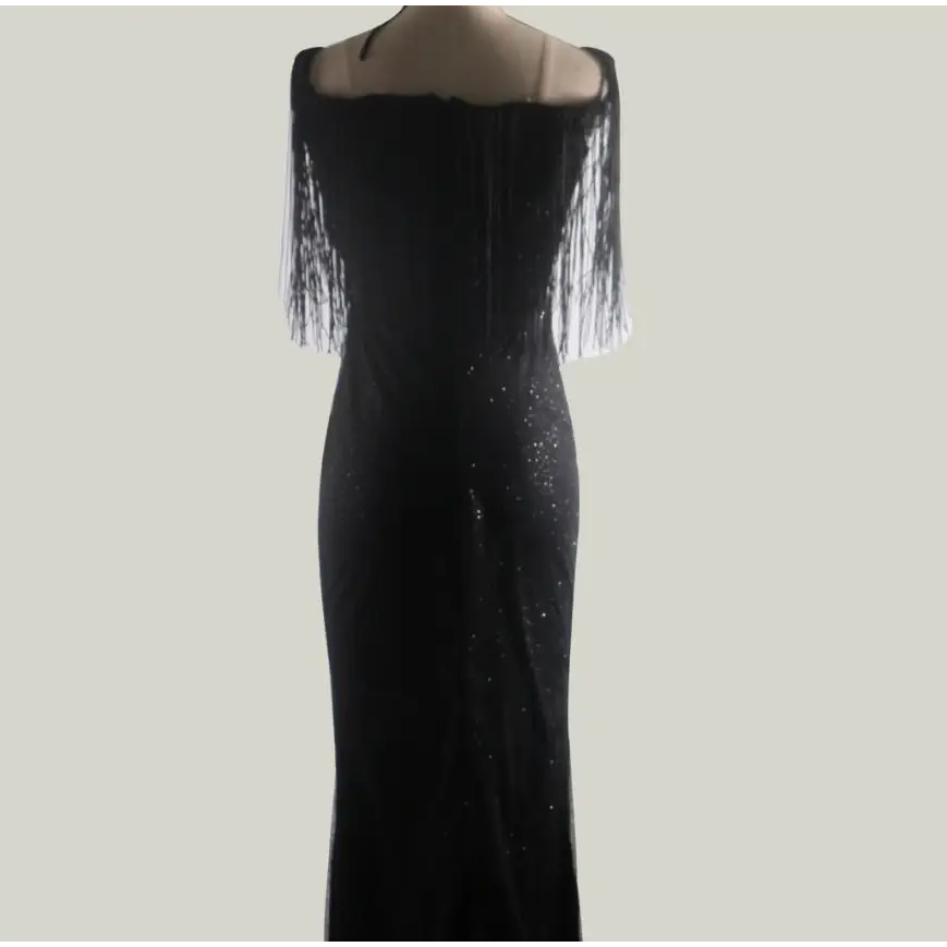 Vivid Charisma: Black Sequin V-Neck Slim Dress