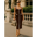 VividBuckle Knit Dress: Contrast & Chic - Brown / S