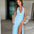 Vixen Halter V-neck Dress - Blue / S