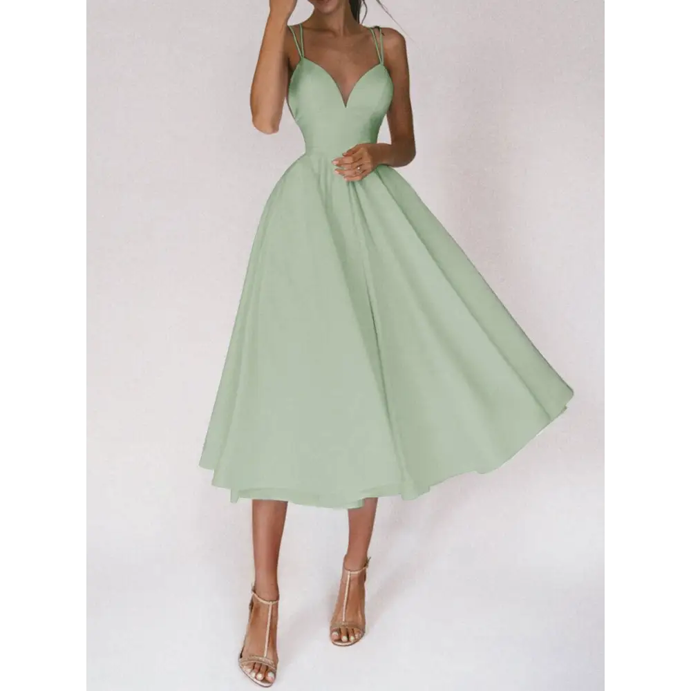 Mint green midi dress.