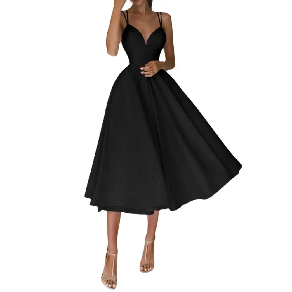 Vixen V-Neck Suspender Dress - Black / S