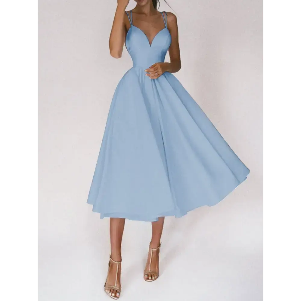 Vixen V-Neck Suspender Dress - Blue / S