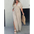 VogueBat: Chic V-Neck Slit Summer Dress - Khaki / S