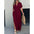 VogueBat: Chic V-Neck Slit Summer Dress - Wine Red / S