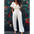 VogueFit V-Neck Jumpsuit - S / White