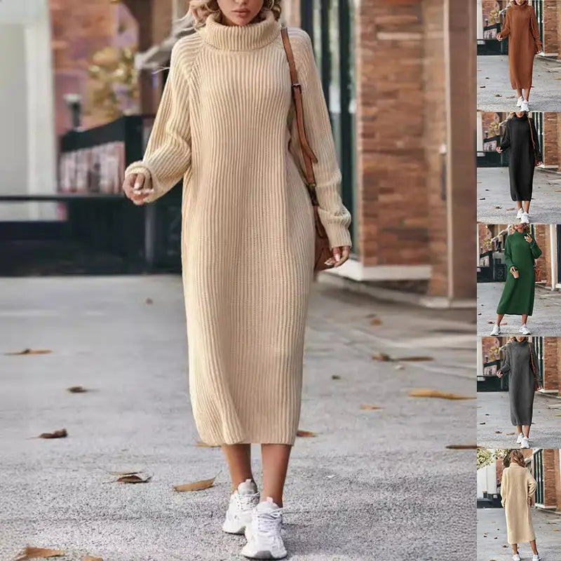 Warm Knit Turtleneck Dress