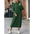 Warm Knit Turtleneck Dress - Dark Green / XS