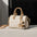 White Leather Boston Crossbody Bag - Beige And Apricot / 20x12x14.5CM