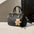 White Leather Boston Crossbody Bag - Midnight Black / 20x12x14.5CM