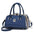 Wine Red PU Leather Horizontal Square Suitcase with Multiple Pockets - Blue